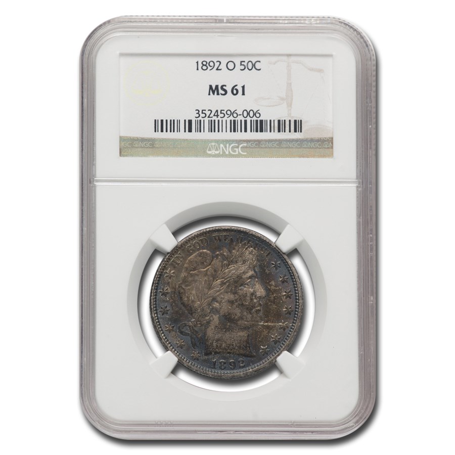 1892-O Barber Half Dollar MS-61 NGC