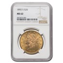 1892-S $20 Liberty Gold Double Eagle MS-62 NGC