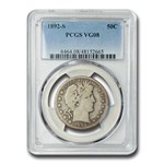 1892-S Barber Half Dollar VG-8 PCGS