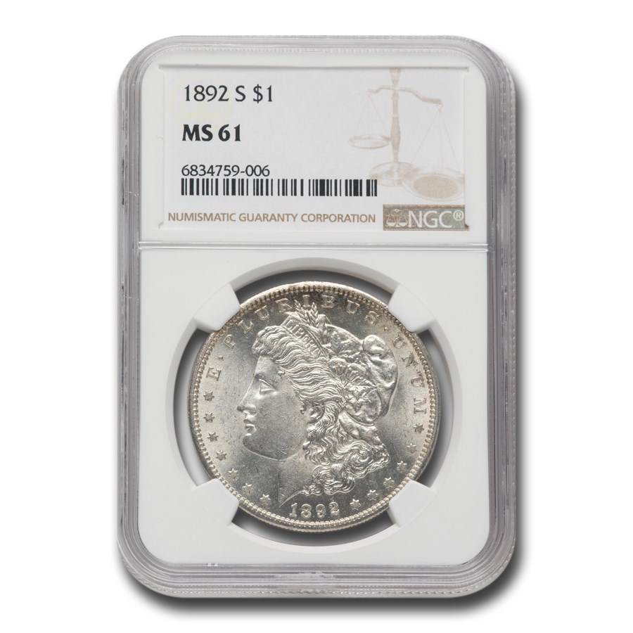 1892-S Morgan Dollar MS-61 NGC