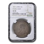 1892 South Africa Silver 5 Shillings AU-58 NGC