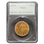 1893 $10 Liberty Gold Eagle MS-60 PCGS (Rattler)