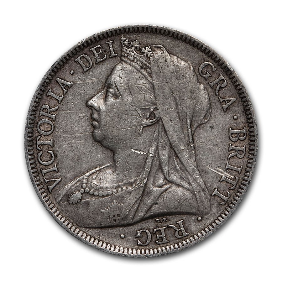 1893-1901 Great Britain Silver Half Crown Victoria Avg Circ