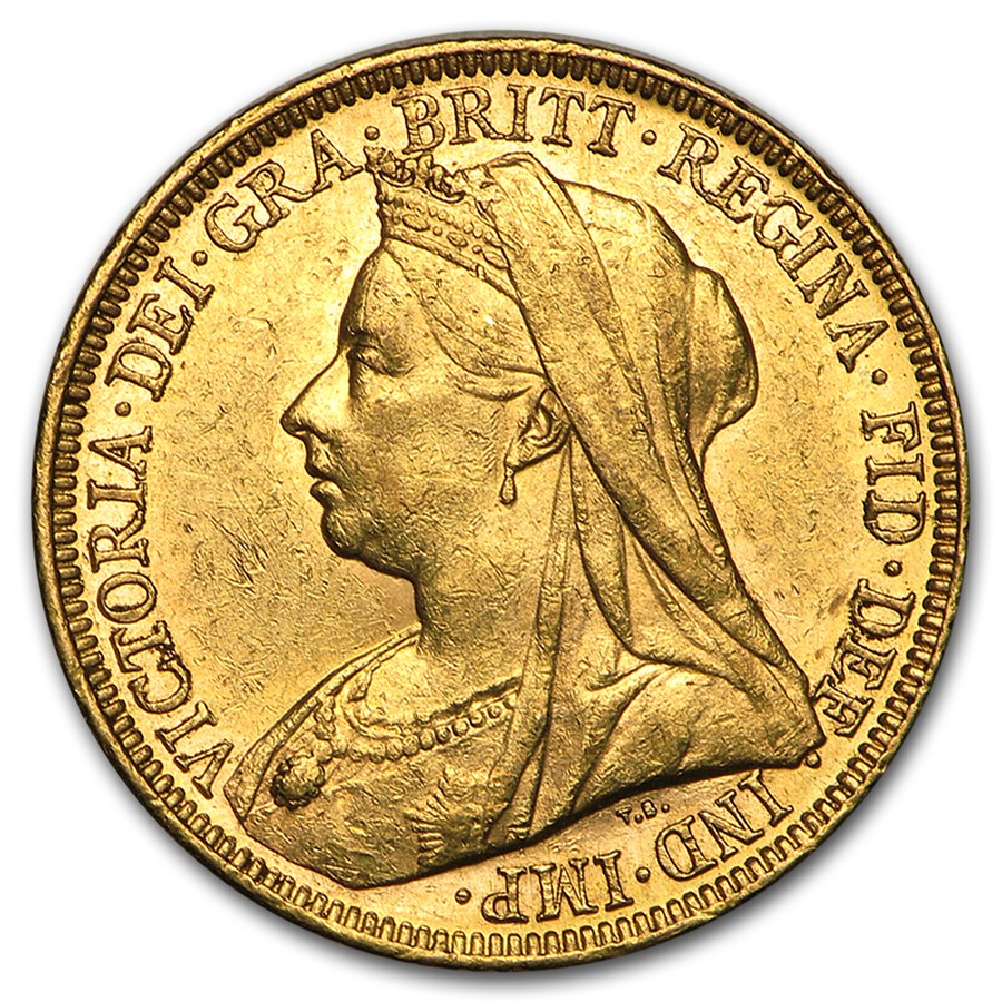 1893-1901-M Australia Gold Sovereign Victoria Veil Head AU