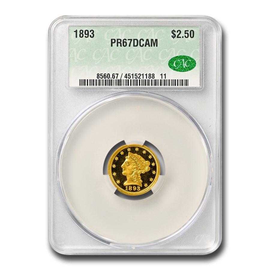 1893 $2.50 Liberty Gold Quarter Eagle PR-67 DCAM CACG