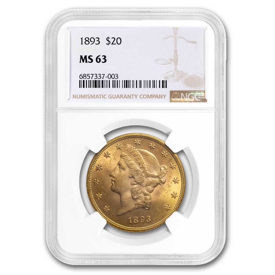 1893 $20 Liberty Gold Double Eagle MS-63 NGC