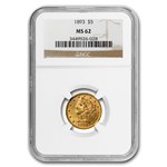 1893 $5 Liberty Gold Half Eagle MS-62 NGC