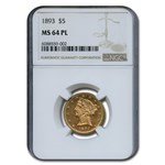 1893 $5 Liberty Gold Half Eagle MS-64 NGC (PL)