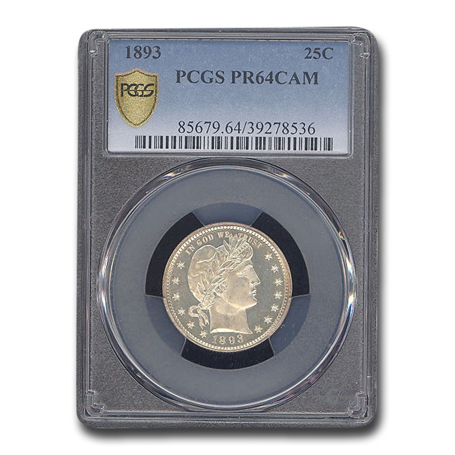 Buy 1893 Barber Quarter Pr 64 Cameo Pcgs Apmex