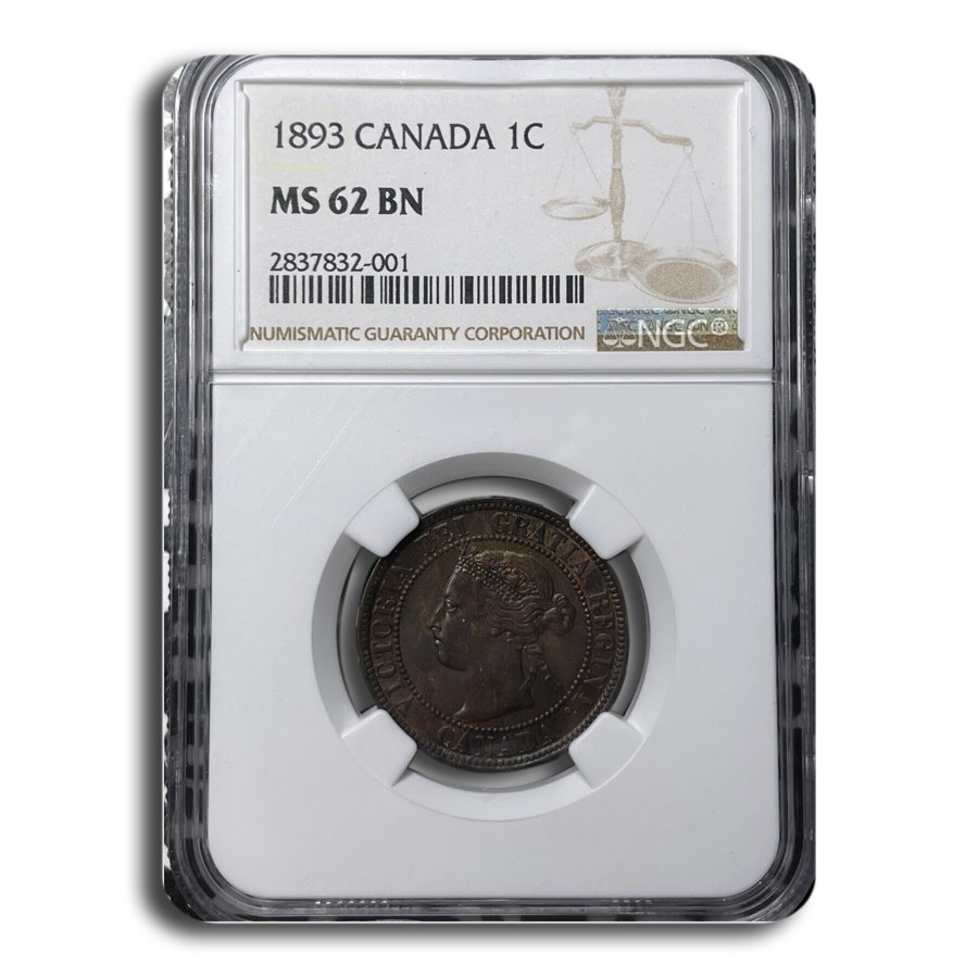 1893 Canada Large Cent Victoria MS-62 NGC (Brown)