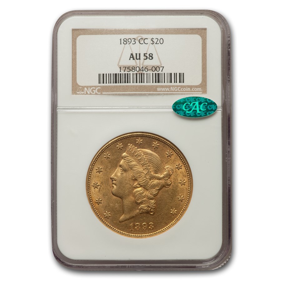 Buy 1893-CC $20 Liberty Gold Double Eagle AU-58 NGC CAC | APMEX