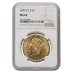 1893-CC $20 Liberty Gold Double Eagle MS-60 NGC