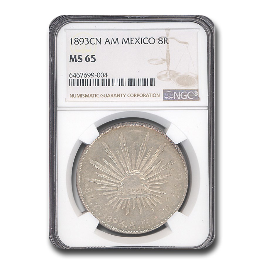 1893-Cn Mexico Silver 8 Reales MS-65 NGC