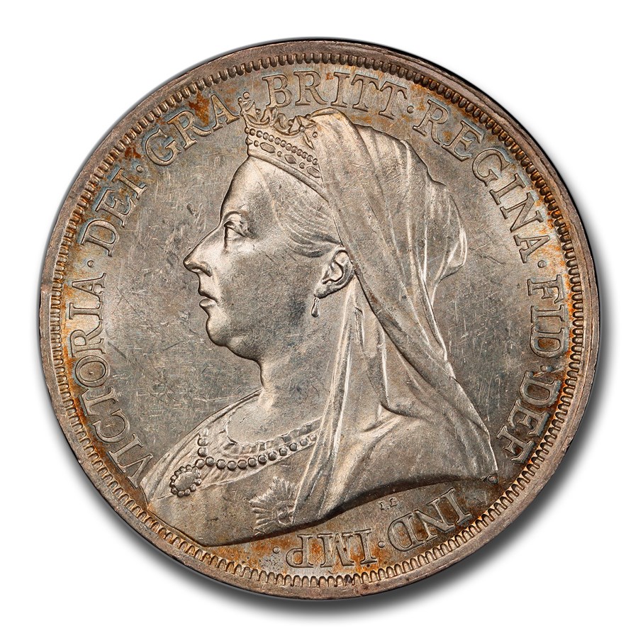 1893 Great Britain Silver Crown Victoria AU-58 PCGS