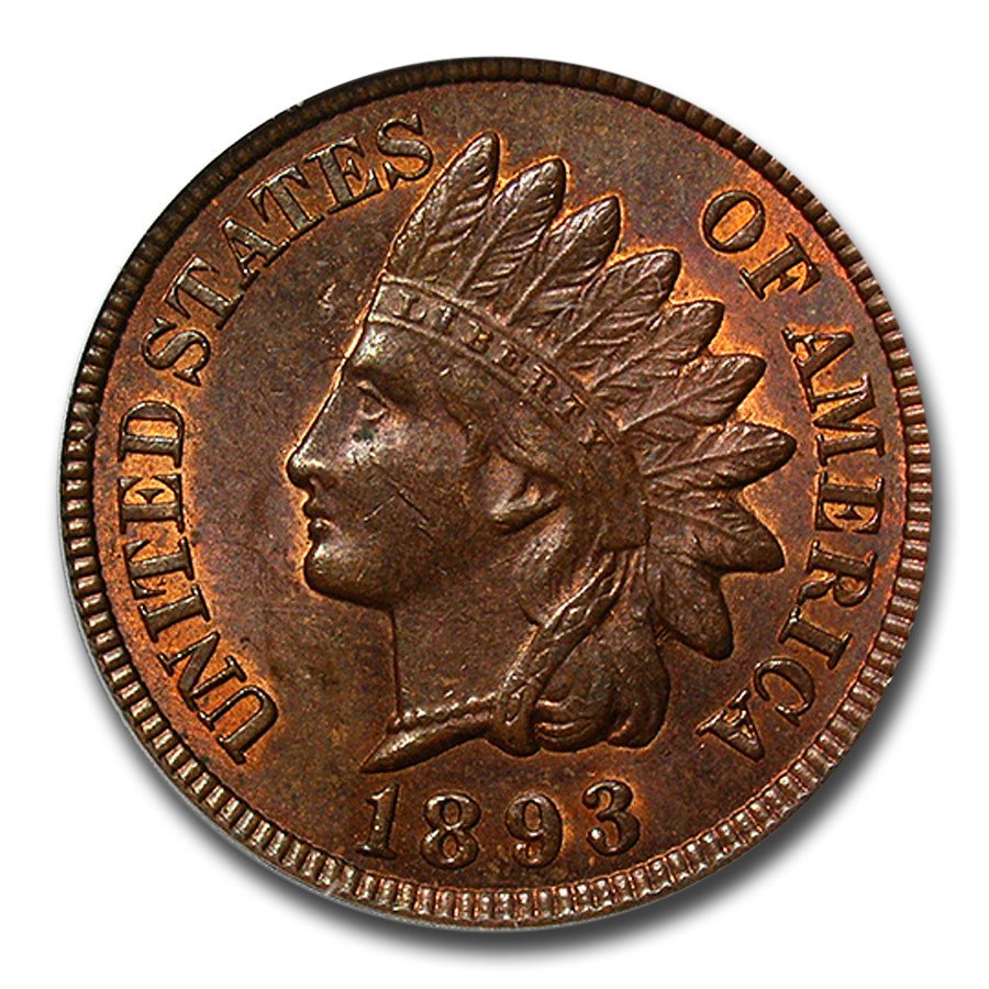 1893 Indian Head Cent MS-63 PCGS (Red/Brown)