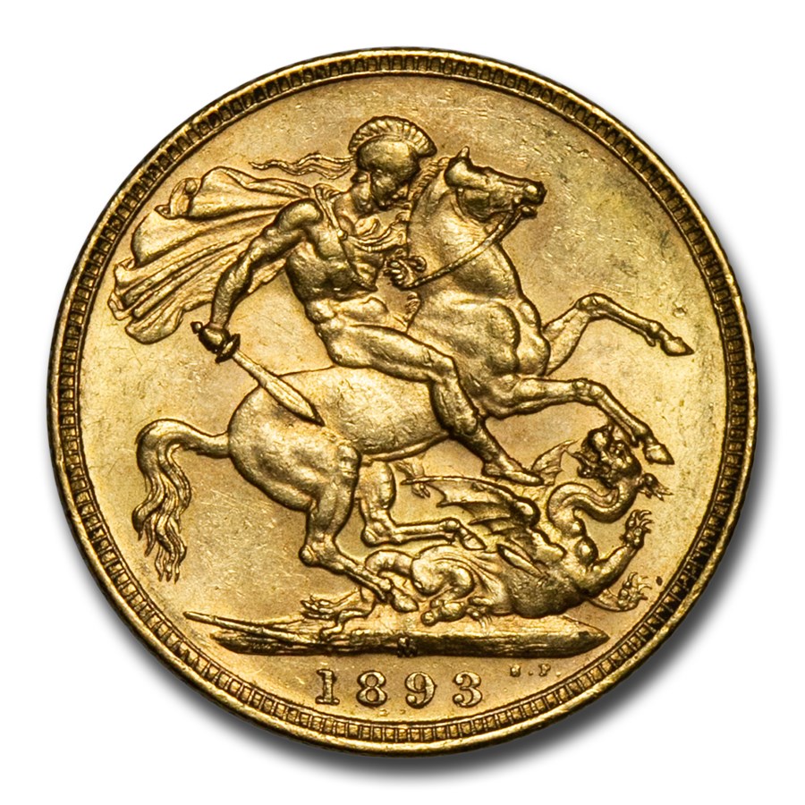 1893-M Australia Gold Sovereign Victoria Veil Head BU