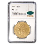 1893-S $20 Liberty Gold Double Eagle MS-62+ NGC CAC