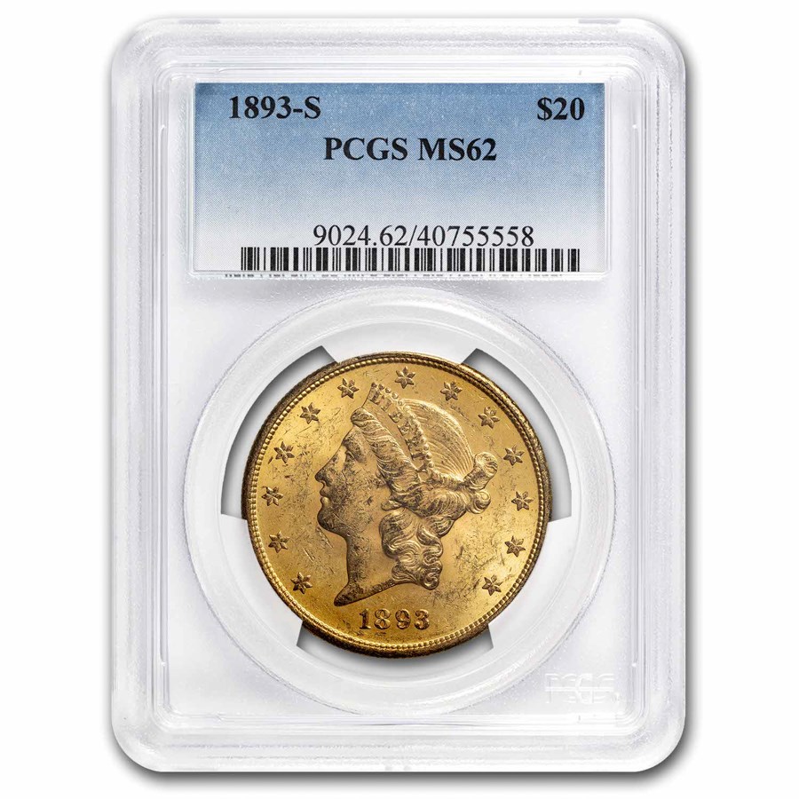 1893-S $20 Liberty Gold Double Eagle MS-62 PCGS