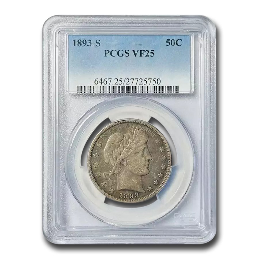 1893-S Barber Half Dollar VF-25 PCGS