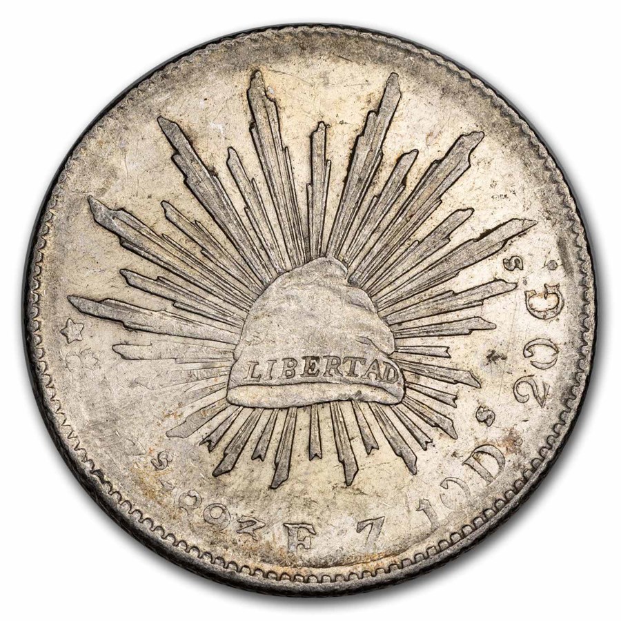 1893-Zs FZ Mexico Silver 8 Reales Cap & Rays AU