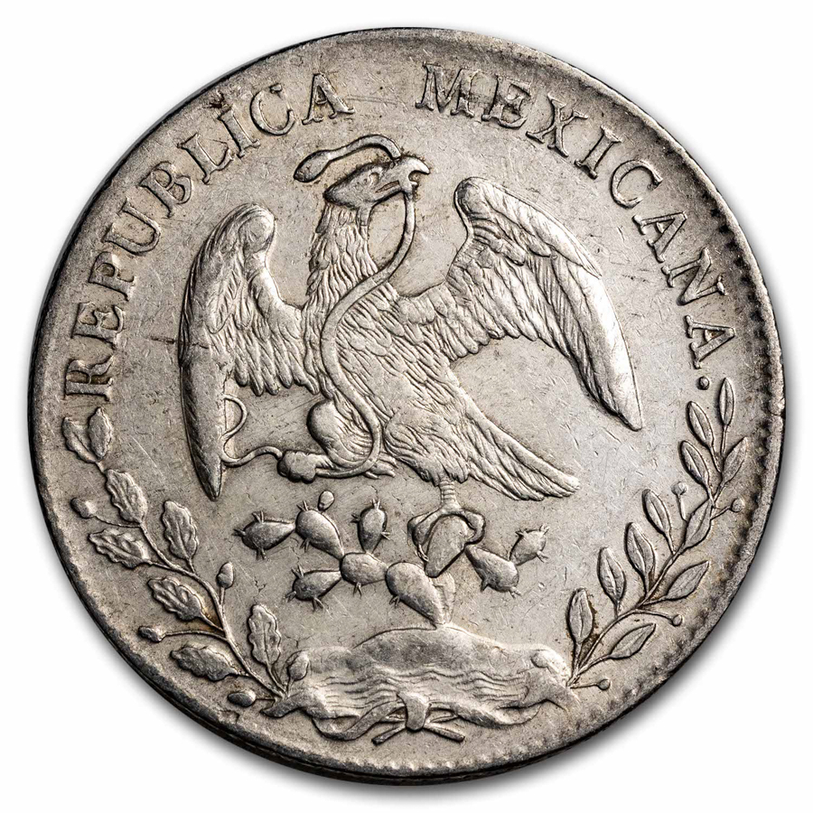 1894-Go RS Mexico Silver 8 Reales Cap & Rays AU