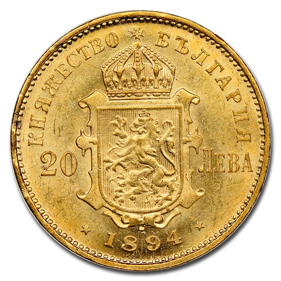 Buy 1894-KB Bulgaria Gold 20 Leva Ferdinand I MS-61 NGC | APMEX