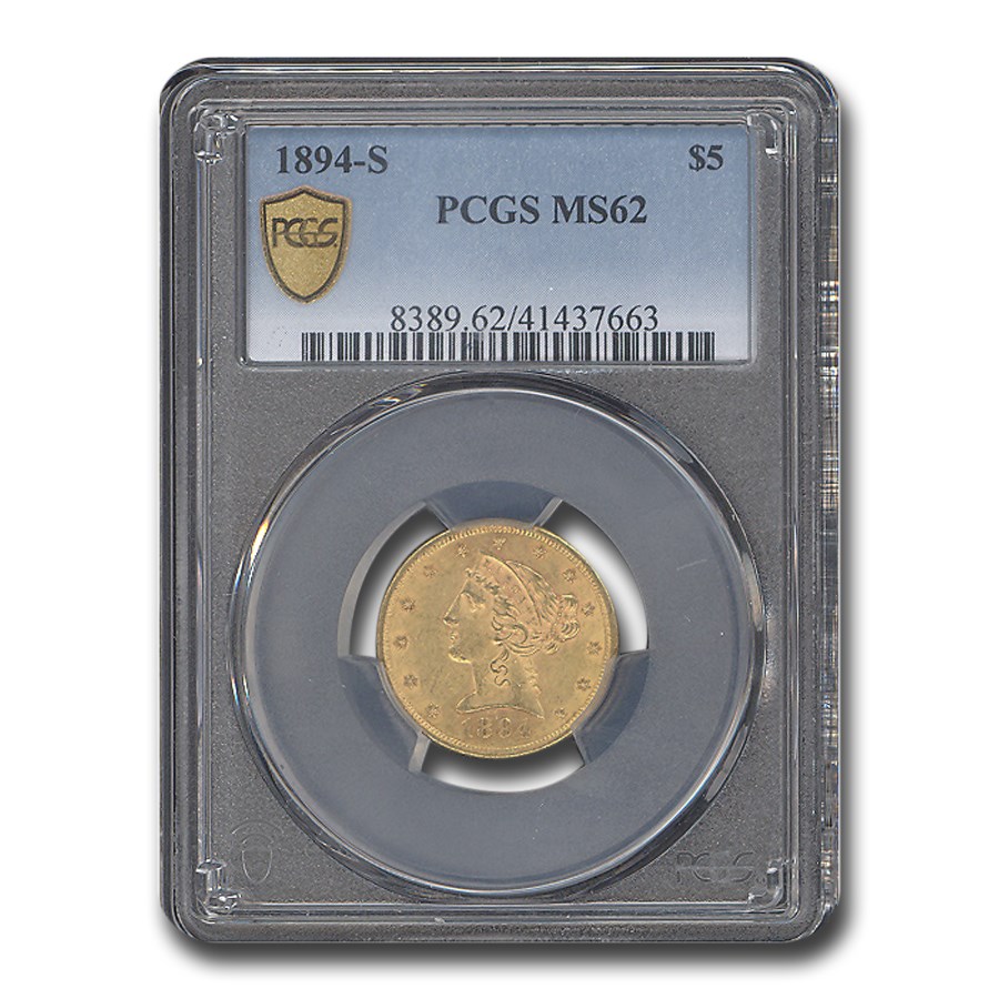 1894-S $5 Liberty Gold Half Eagle MS-62 PCGS