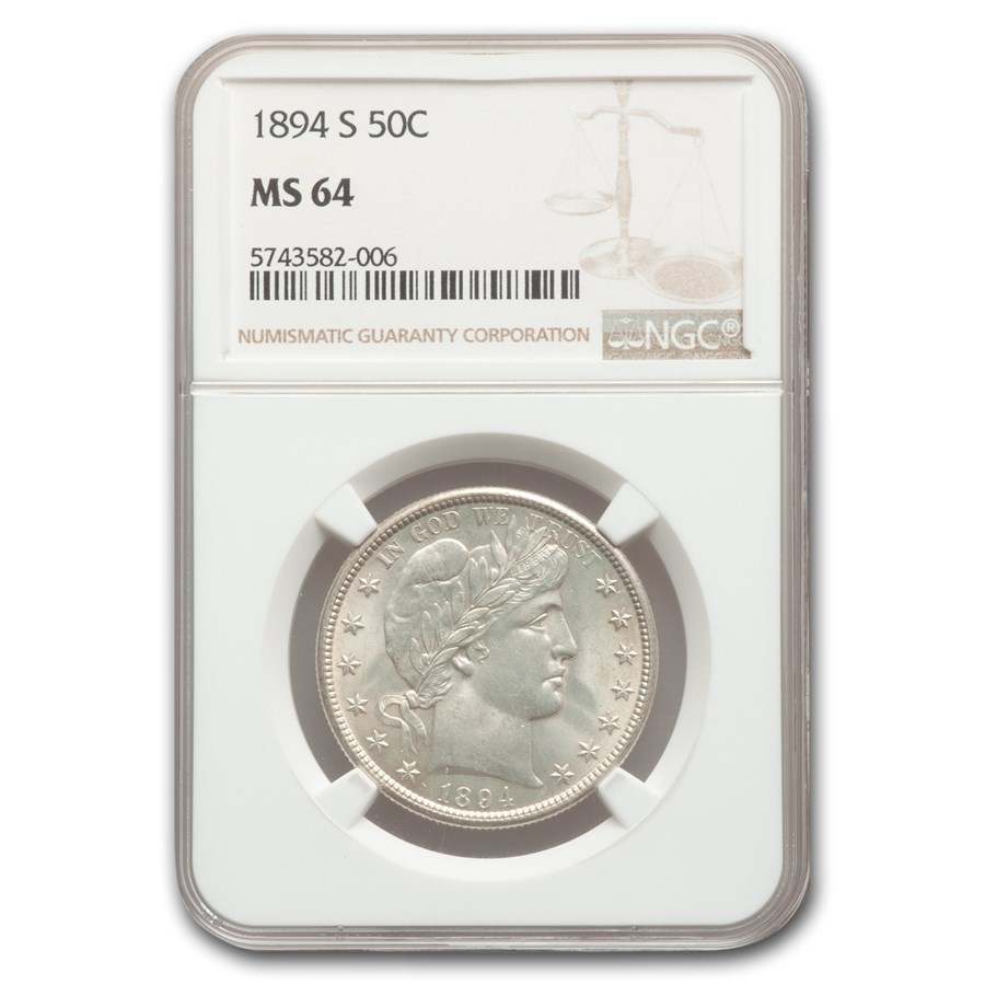 Buy 1894-S Barber Half Dollar MS-64 NGC | APMEX