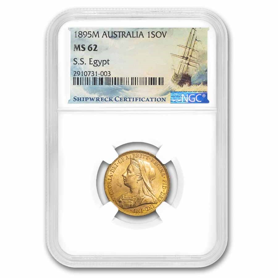 1895 M Australia Gold Sovereign Victoria MS-62 NGC SS Egypt
