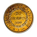 1896-A France Gold 20 Francs Lucky Angel BU