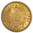 1896-A Germany Prussia Gold 10 Mark Wilhelm II AU