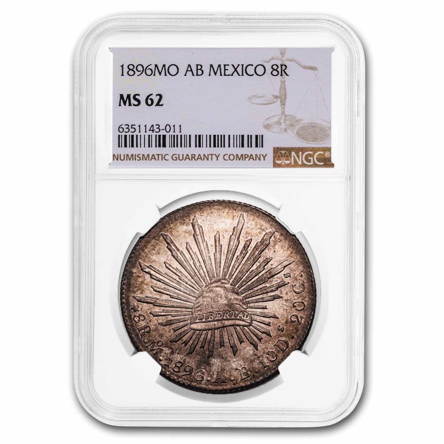 1896-Mo AB Mexico Silver 8 Reales MS-62 NGC