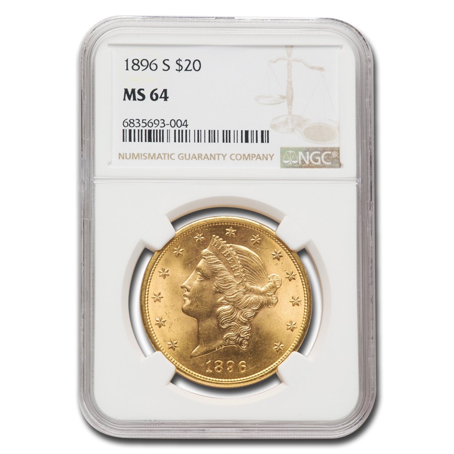 1896-S $20 Liberty Gold Double Eagle MS-64 NGC