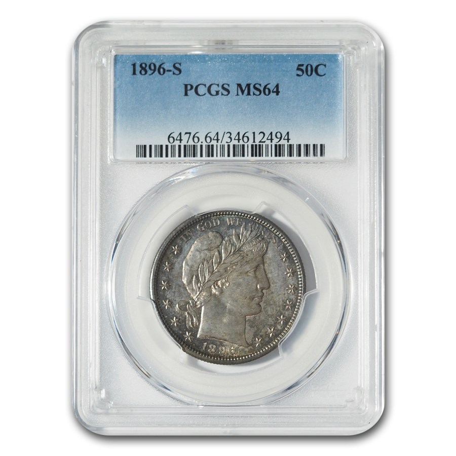 1896-S Barber Half Dollar MS-64 PCGS