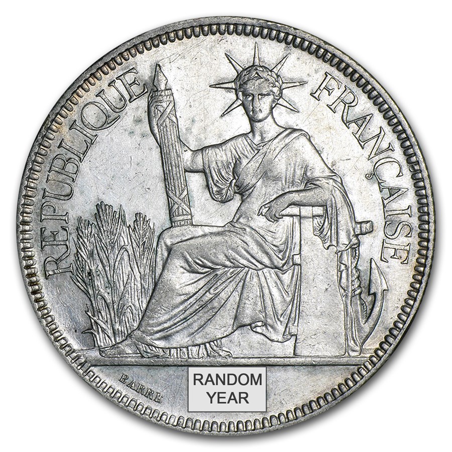 1897-1928 French Indo-China Silver Piastre Avg Circ