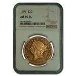 1897 $20 Liberty Gold Double Eagle MS-60 NGC (PL)