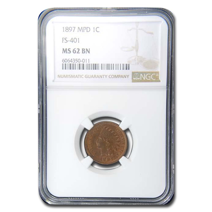 1897 Indian Head Cent MS-62 NGC (Brown, MPD FS-401)