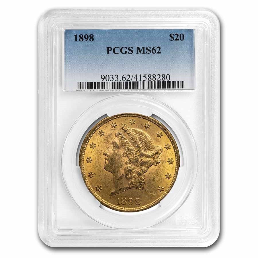 1898 $20 Liberty Gold Double Eagle MS-62 PCGS