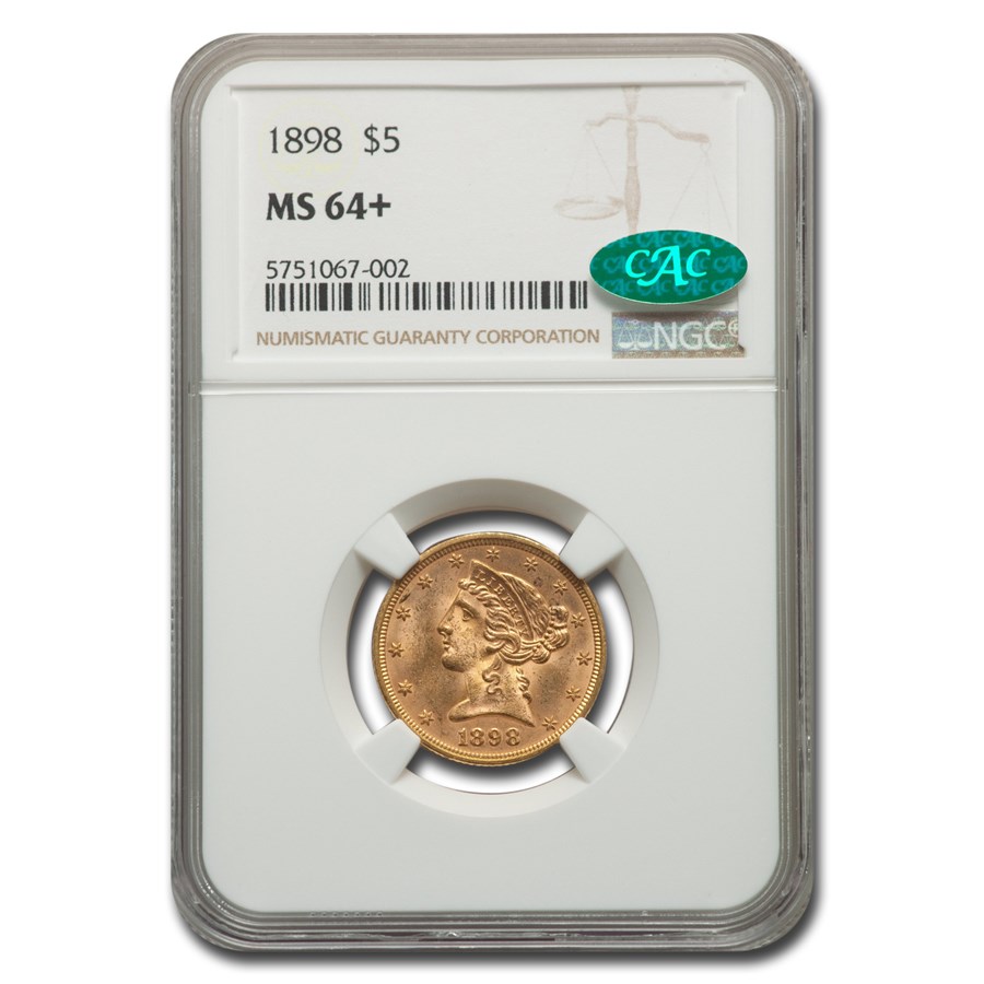 Buy 1898 $5 Liberty Gold Half Eagle Ms-64+ Ngc Cac 