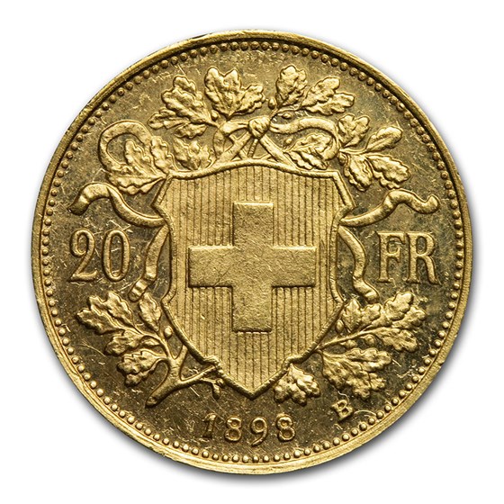 Buy 1898-B Swiss Gold 20 Francs Helvetia BU | APMEX