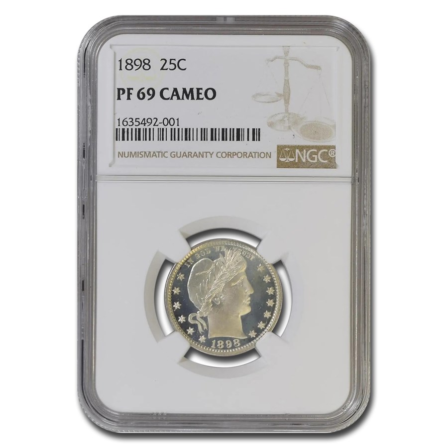 1898 Barber Quarter PF-69 Cameo NGC