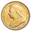 1898-M Australia Gold Sovereign Victoria Veiled Head BU