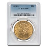 1898-S $20 Liberty Gold Double Eagle MS-63 PCGS