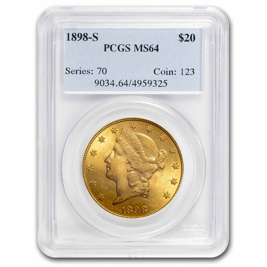 1898-S $20 Liberty Gold Double Eagle MS-64 PCGS