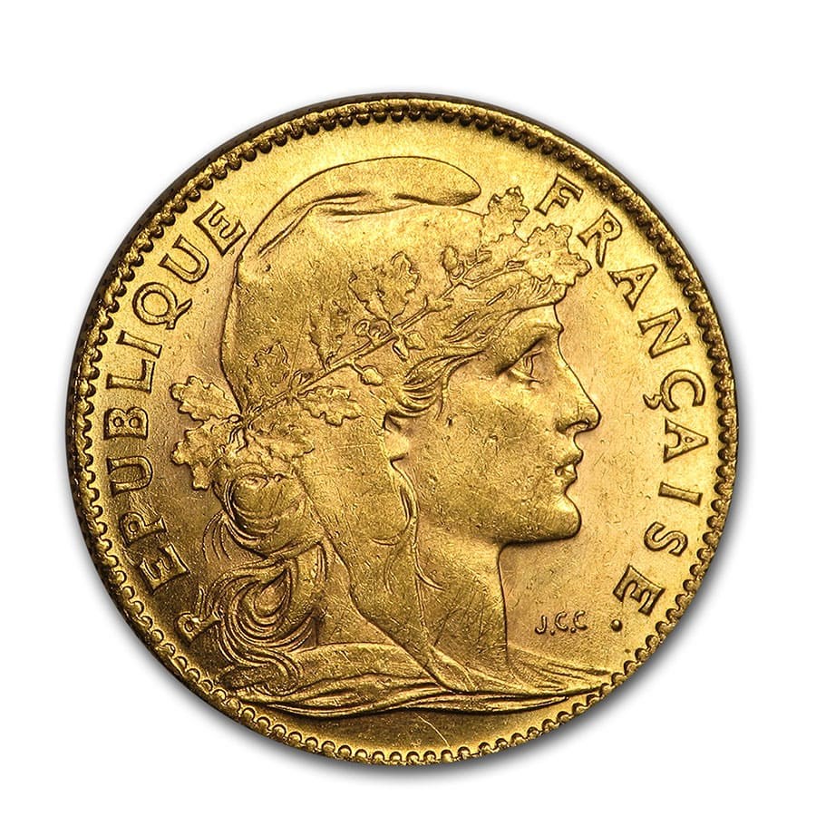 1899-1914 France Gold 10 Francs Rooster (BU)