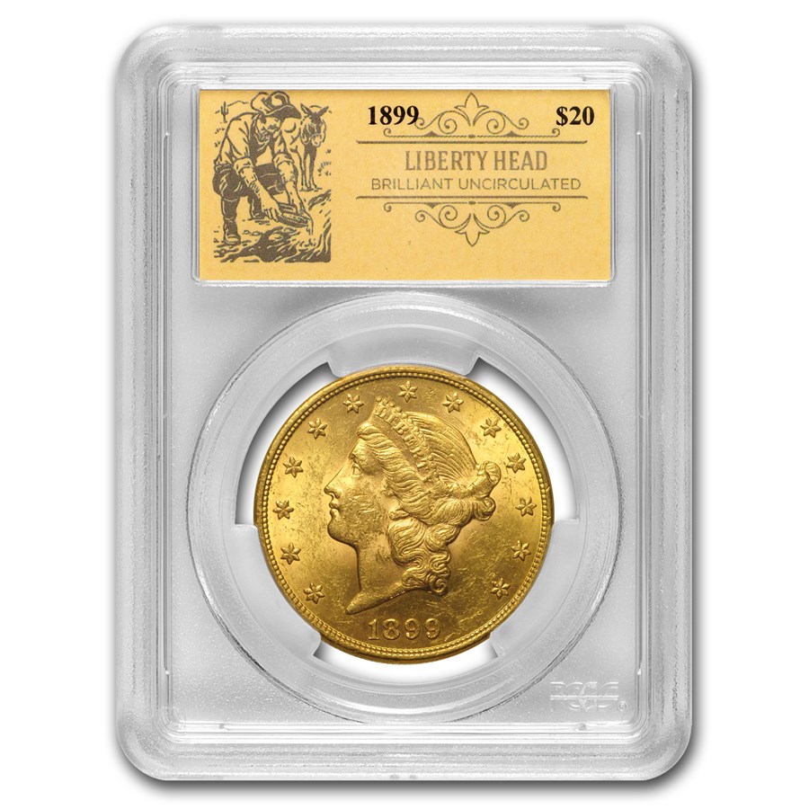 1899 $20 Liberty Gold Double Eagle BU PCGS (Prospector Label)