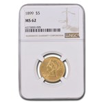 1899 $5 Liberty Gold Half Eagle MS-62 NGC