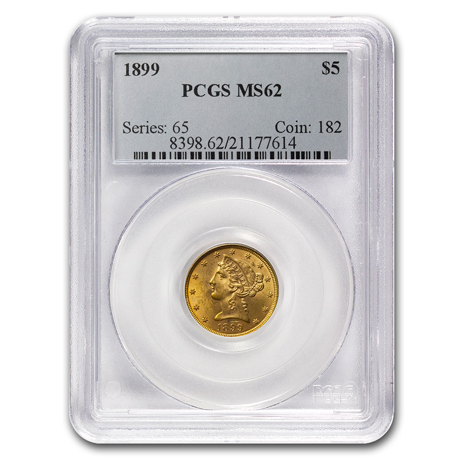 Buy 1899 5 Liberty Gold Half Eagle MS 62 PCGS APMEX