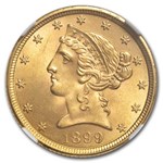 1899 $5 Liberty Gold Half Eagle MS-65 NGC CAC