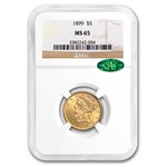 1899 $5 Liberty Gold Half Eagle MS-65 NGC CAC